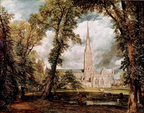 Lienzo de la catedral de Salisbury por John Constable, decoración elegante de dormitorio 60x90