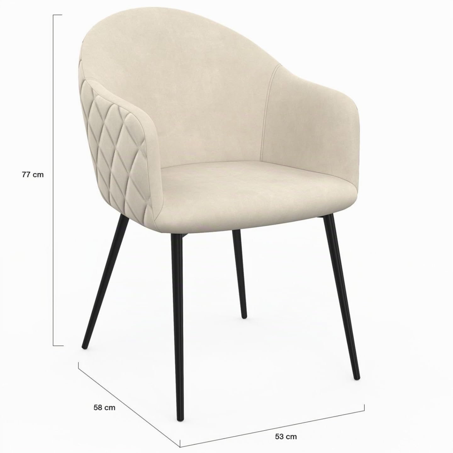 IDMarket – Juego de 2 sillas de comedor, sillones de mesa Moly de terciopelo gofrado, color beige