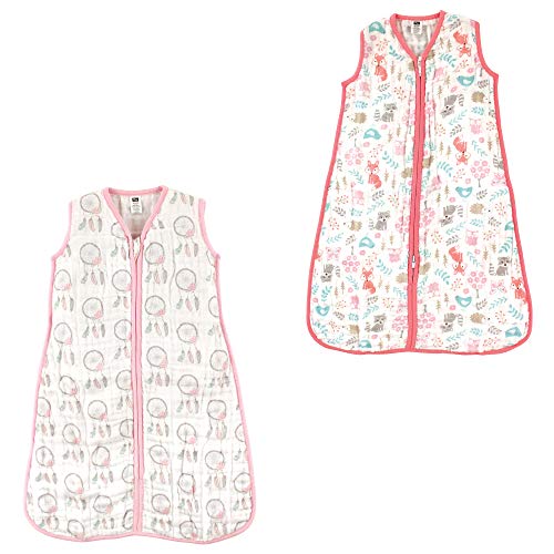Image of Hudson Baby Unisex Muslin Cotton Sleeveless Wearable Sleeping Bag, Sack, Blanket, Dream Catcher Woodland Fox 2-Pack, 6-12 Months