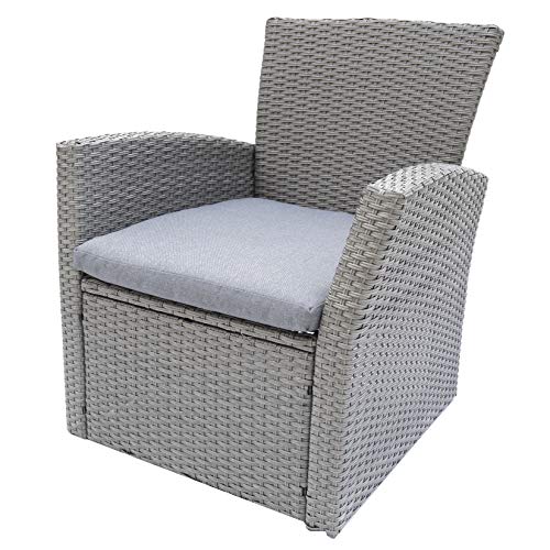C-Hopetree Single Sofa Lounge Chair for All Weather Outdoor use with Hand Woven Gray Wicker and Charcoal Cushion