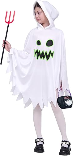 Miniatura 4 de Disfraz de Halloween con capa blanca fantasma para niños con Handbang
