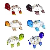 LiuliuBull 6 stücke handgemacht winzige handgeblasen Glas Meer Tier Geschenk dekor sammelbare Figur gärten Bunte chen Ornament (Color Show)