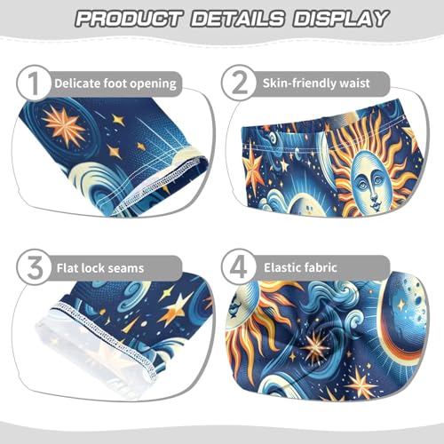 Toddler Girls Leggings Printed Yoga Pants Leggings Graffiti Blue Sun Moon for Kids3