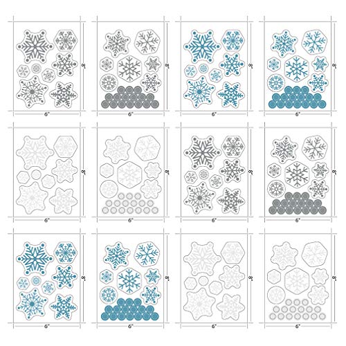 Paper Riot Co. Peel-And-Stick Assorted Snowflake Frozen Theme Holiday Vinyl Wall Decal Set, 186 Count #TOP4