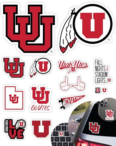 Image of University of Utah Decals Utah Utes Stickers Car Water Bottle Laptop 14 Pc