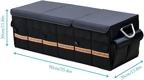 Miniatura 8 de Tianle Organizador de maletero de automóvil, organizador plegable para maletero con cubierta plegable, asa de aleación de aluminio, tira reflectante