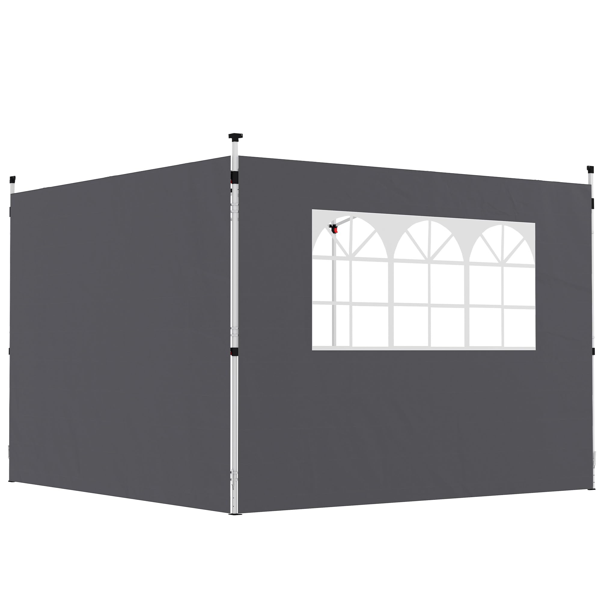 Outsunny 3 Meters Gazebo Replaceable Exchangeable Side Panel Wall Panels Walls With Window, Dark Grey, 295L x 200Wcm