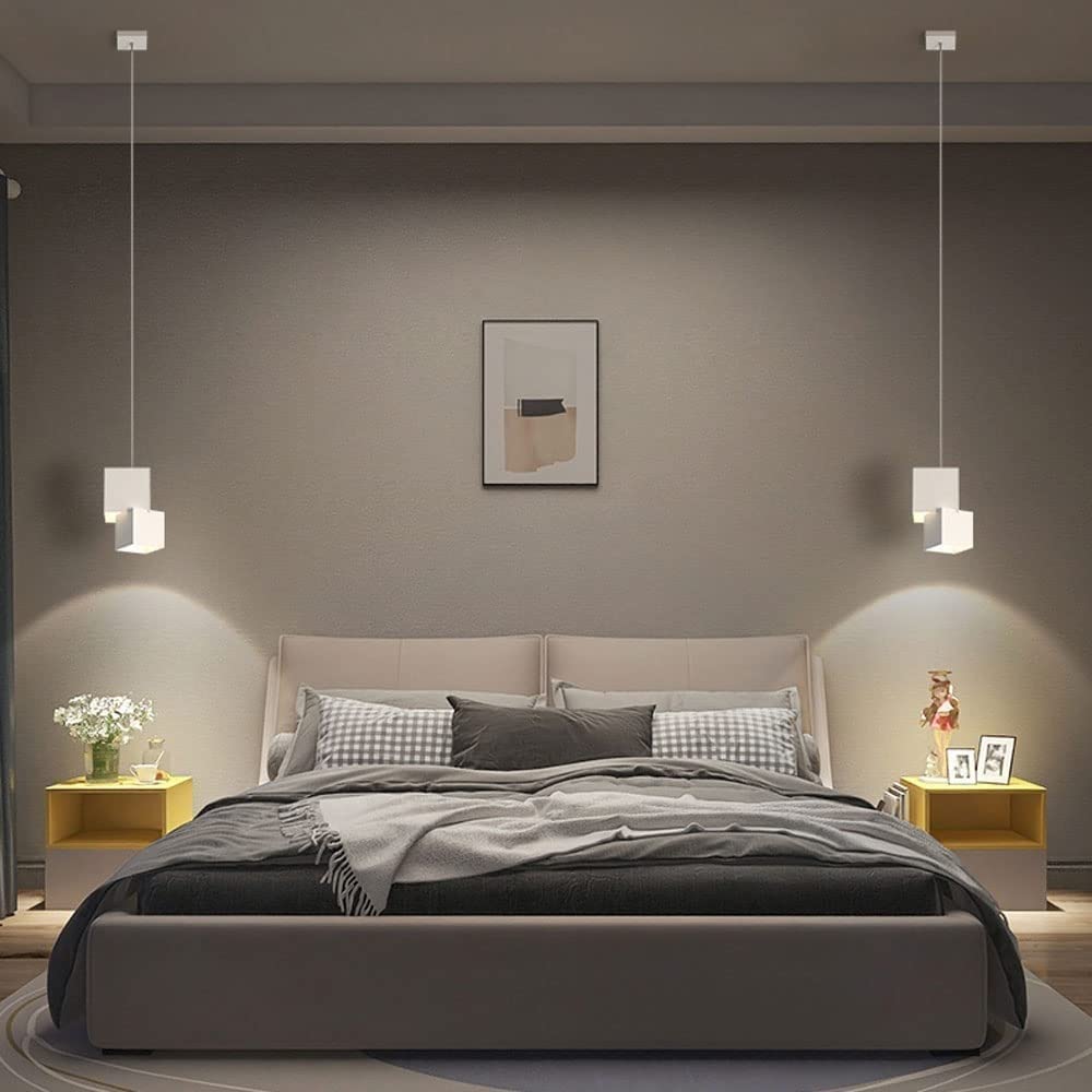 Nowoczesna Kwadratowa Lampa Wisząca, Regulowana Lampa W żelaznej Skrzynce, 12 W Led, 3 Kolory Do Wyboru, Sufitowa Oprawa Do Sypialni I Jadalni, Biała Warm Light