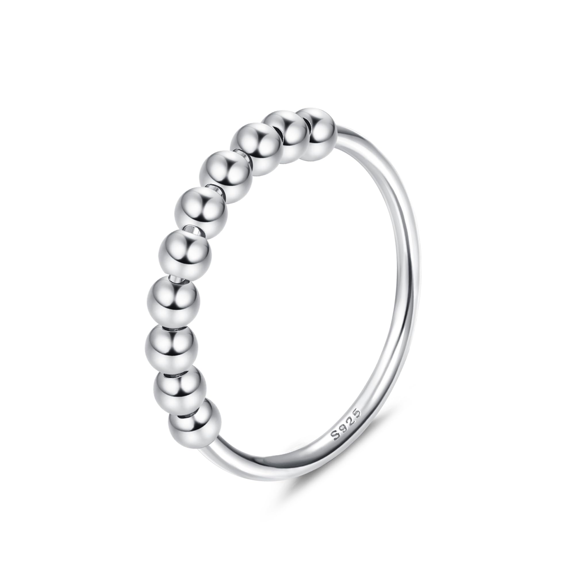 Milacolato 925 Sterling Silber Angst Spinning Ringe mit Perlen Band Ring für Dünne Stapelbare Ringe für Damen
