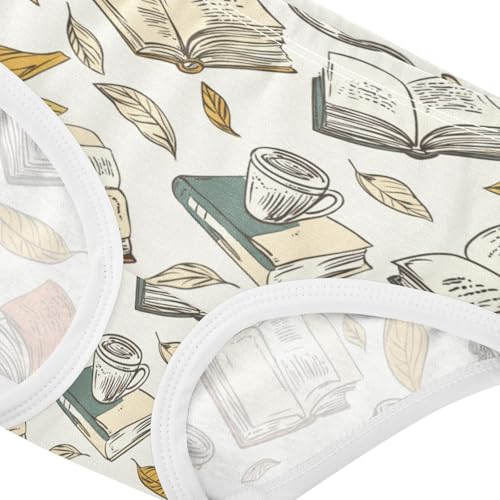 ZZKKO Vibrant Books with Cup Girls Underwear Toddler Panties for Girls Comfort Brief Size 2T-8Y3