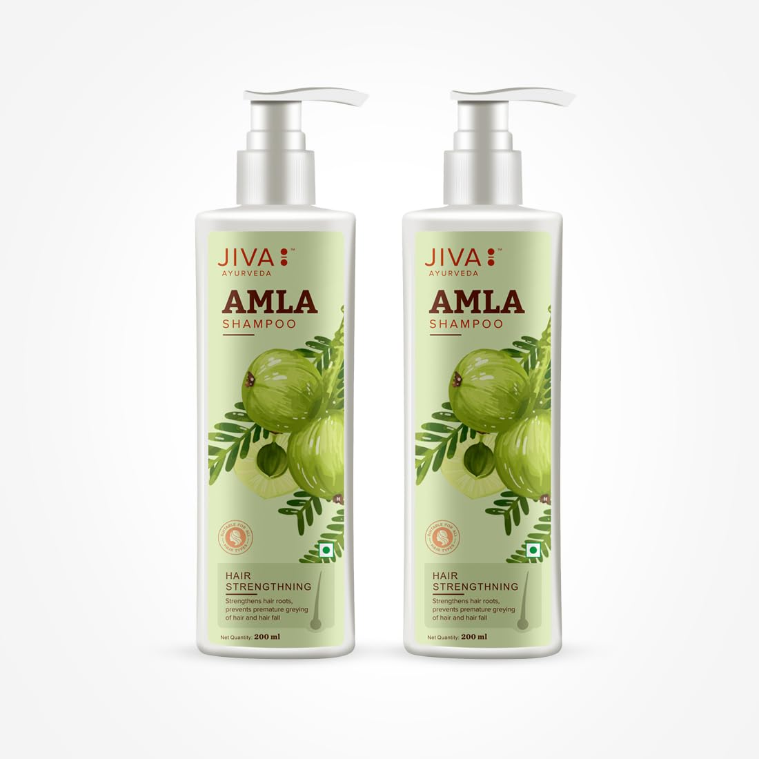 Jiva Amla Shampoo 200ml | 100% Pure & Natural | Cleanses Scalp & Strengthens Hair | Prevents Hair Fall, Dandruff, & Premature Graying | Balances Pitta Dosha (Pack of 2)