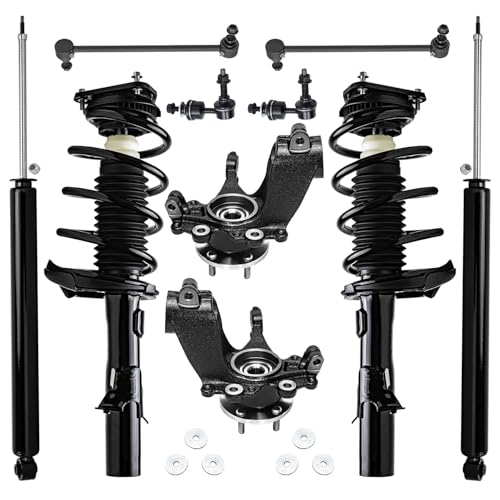 Image of Detroit Axle - Front Steering Knuckles w /Wheel Hub Bearings Struts w /Coil Springs Rear Shock Absorbers Sway Bars Replacement for 2012-2013 Ford Focus 2.0L