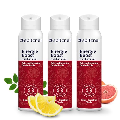 Spitzner Duschschaum Energieboost 3x 150ml | Wellness-Dusche | sanft reinigender Schaum | dermatologisch getestet vegan und hautverträglich | aktivierend