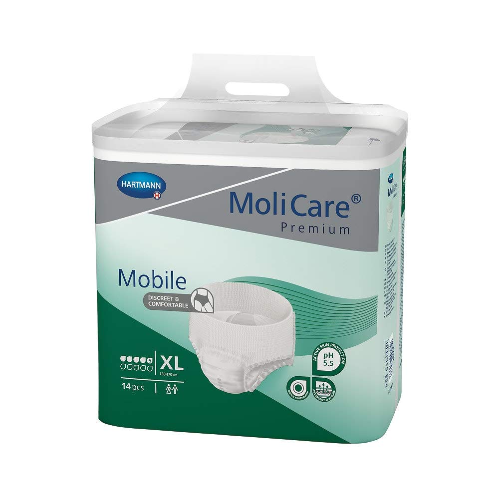 MoliCare Premium Mobile Einwegunterwäsche: Diskrete Anwendung für Frauen und Männer mit Inkontinenz, 5 Tropfen, Größe XL, 56 Stück