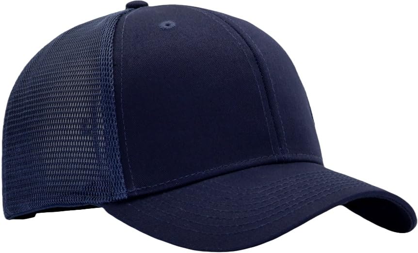 Image of Mens Mesh Snapback Hat Fits One Size & XXL | Structured Adjustable Trucker Hats | Sturdy Outdoor Blank Baseball Cap