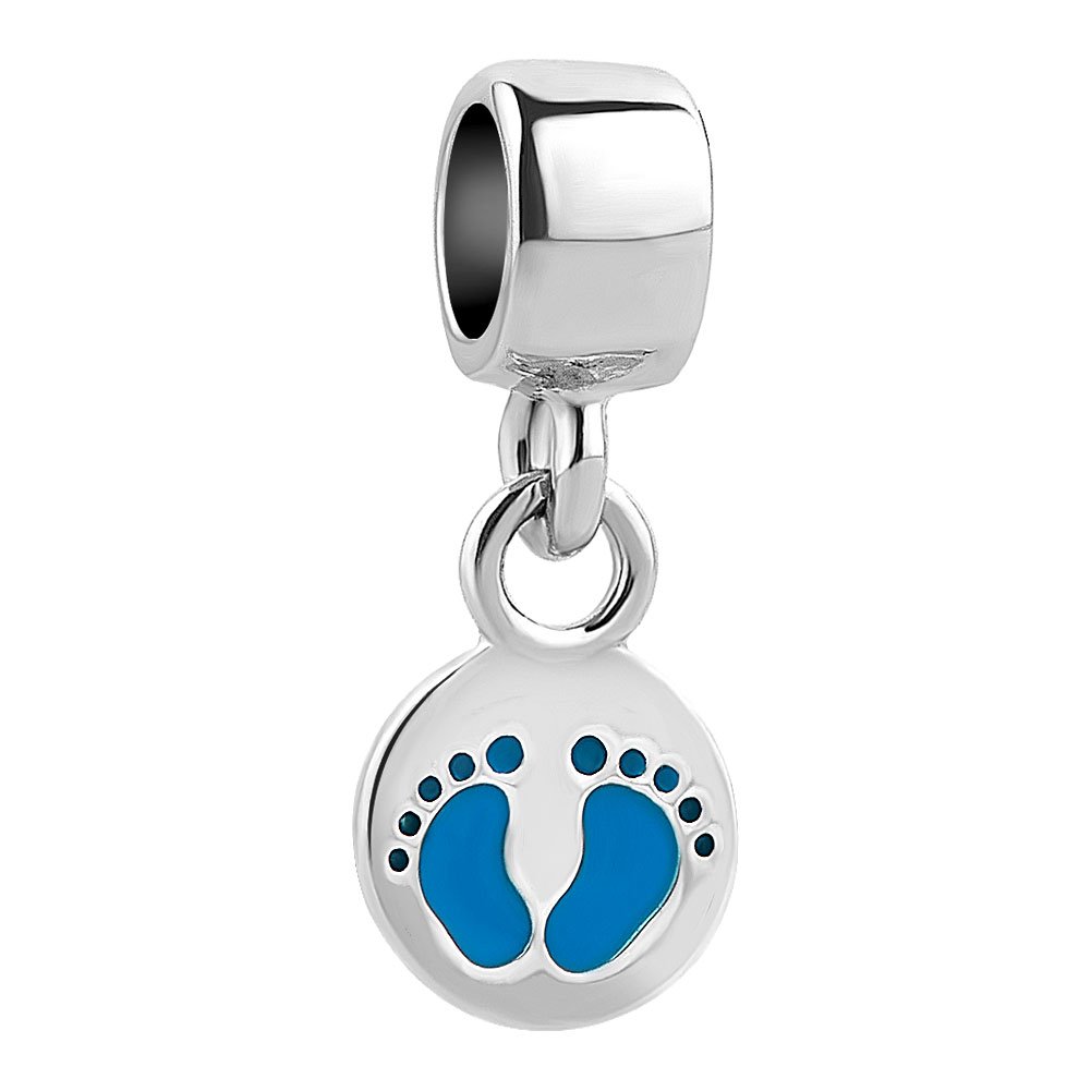 Q&Locket Dangle Baby Handprint Footprint Charm Dangle Enamel Charms Beads For Bracelets