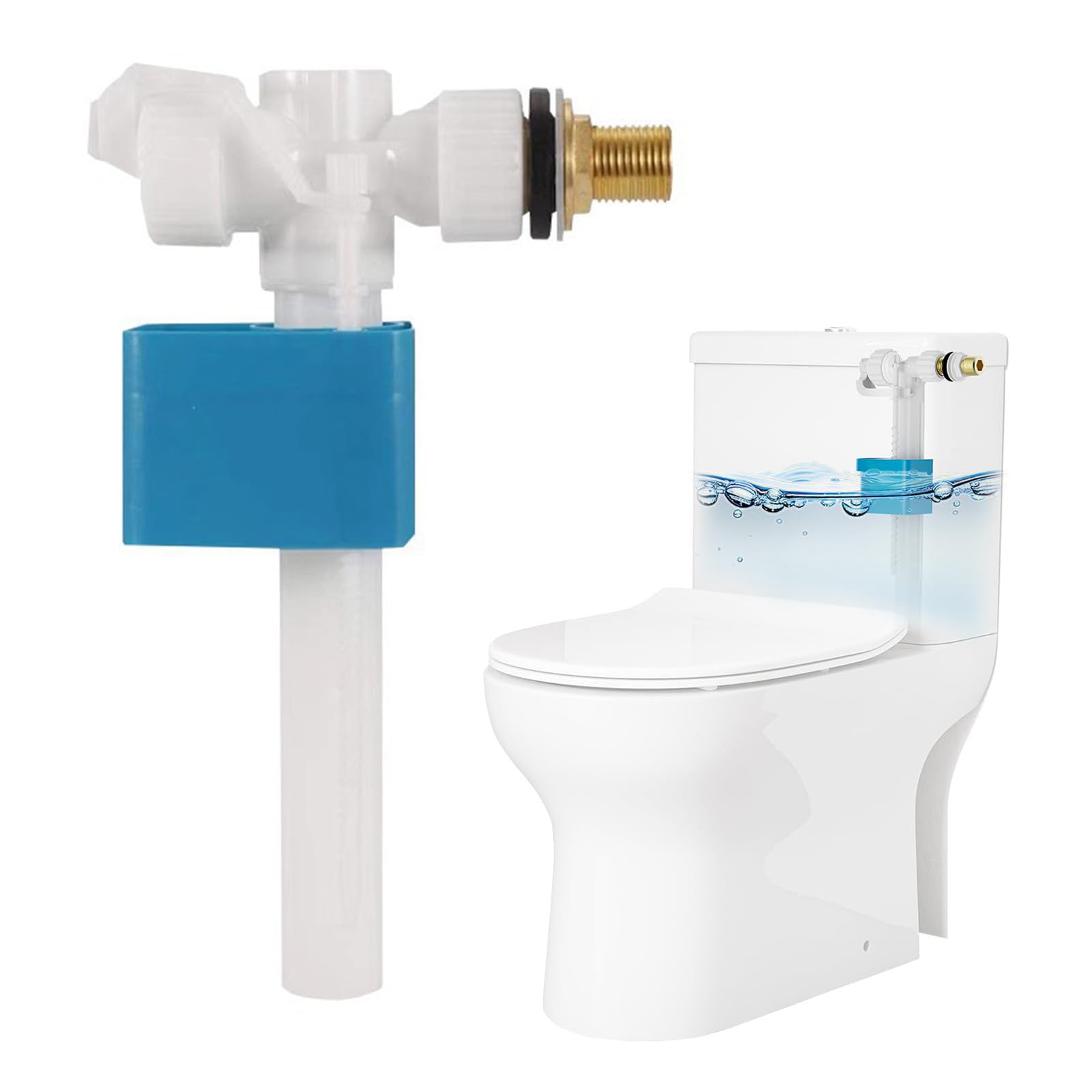 Válvula de relleno universal, válvula de flotador, rosca G1/2 para entrada de agua, 25 x 13,5 cm, accesorios para cisterna de descarga, flotador, adecuado para cisternas de descarga