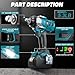 Cerycose Cordless Impact Wrench 1/2 inch Compatible with Makita 18V Battery Brushless High Torque Impact Driver Gun with 1000 Ft-lbs Torque, LED Work Light, Ergonomic Design for Heavy-Duty
