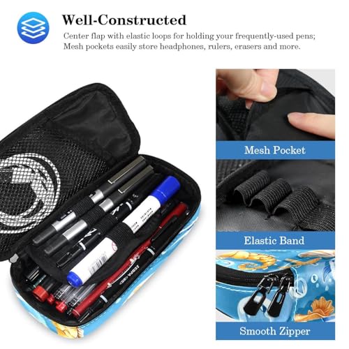 Sac à dos imprimé océan grand format avec trousse assortie style mer bleu