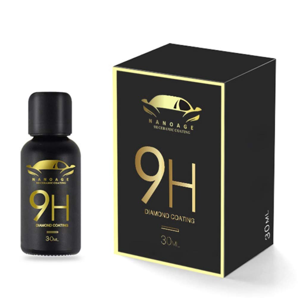 9H Nano Super Ceramic Coating Hydrophobic for Cars-High Gloss Ceramic Car Coating Car Care Kit 30ml -Anti Scratch,Protection Stains and UV Light-2019 Updated (9H)