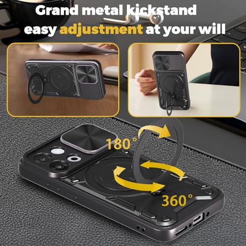 Image of Designerz hub Oneplus 13S Back Case | Hybrid Case with 360 Degree Rotating Finger Ring Holder + Slider Shutter Camera Protection Case for Oneplus 13S- Blue