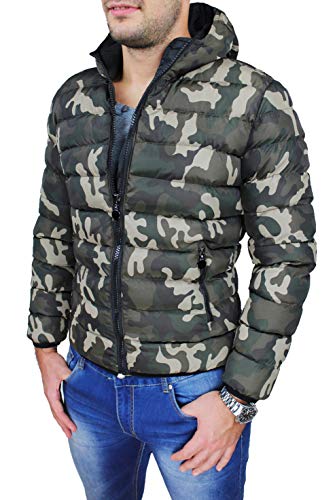 camouflage AK collezioni Giubbotto Piumino Uomo Verde Militare Camouflage Giubbino Bomber Mimetico Invernale (m)
