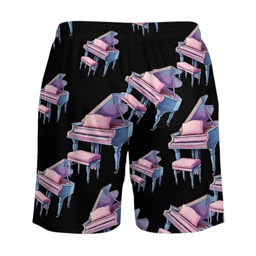 Watercolor Piano Instruments Beach Shorts for Men Swim Trunks Quick Dry Swim Shorts with Compression Liner Pocket4