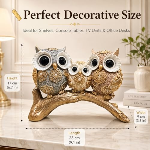 Image of ARMONIA Spiritual Three Wise Owl Showpiece for Good Luck, 6.6 Inch,Aesthetic Owls Showpiece, Feng Shui & Vastu Figurine,Evil Eye Protection,Home Decor for Living Room, Office Table & Best Gift Item