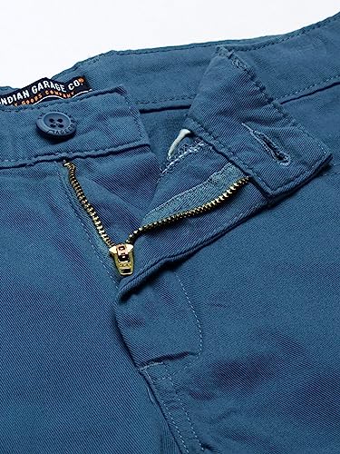 Image of The Indian Garage Co Men Slim Fit Solid Mid-Rise Chino Shorts