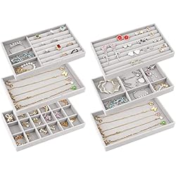 Cajones Para Joyas talifoca 6 Pcs Organizador De Joyas,Organizador Joyas Cajones,Apilables Bandeja Joyas,Organizador de Joyería de Terciopelo Para Guardar y Exhibir Aretes, Collares