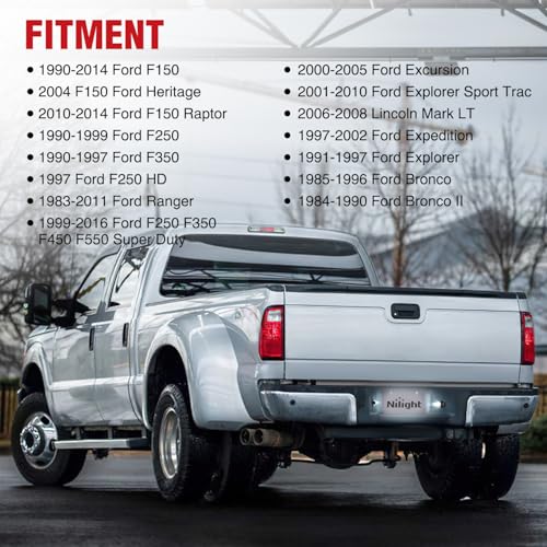 Image of Nilight 2PCS License Plate Lights for 1990-2011 2012 2013 2014 Ford F150 | Compatible with 1999-2016 Ford F250 F350 F450 F550 Super Duty 1983-2011 Ford Ranger with Black housing 6000K White