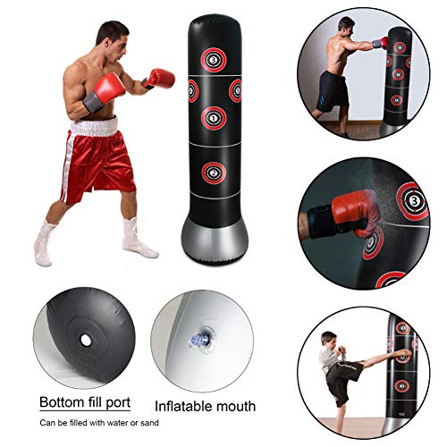 Saco de pancadas inflável MENGXI com alvo de atividades físicas, saco de boxe de altura 155 cm, saco