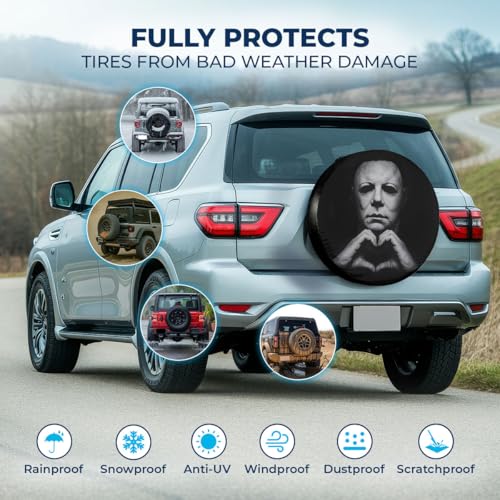 Image of GENANY Night Terror Killer Father's Day PVC Spare Tire Cover for RV Trailer, Waterproof, Size 16 Fits 29-31 Inch