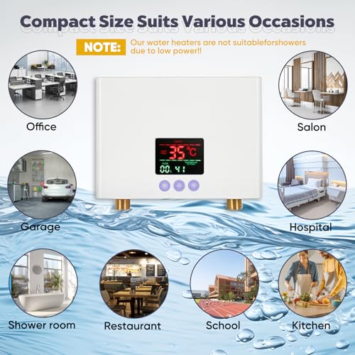 Mini Durchlauferhitzer,Elektrischer Durchlauferhitzer, Durchlauferhitzer klein mit LED-Temperaturanzeige,Durchlauferhitzer Küche 220V,Plug-and-Play druckfester Durchlauferhitzer(3KW) [Energieklasse A]