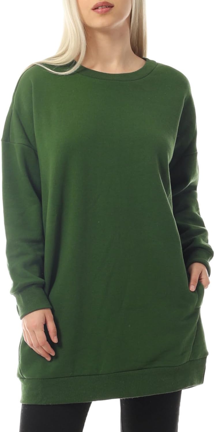 MixMatchy Women's Oversized Sweatshirts V-Neck Long Sleeve Tunic Pullover Fleece Sweater S-3X