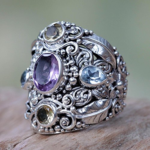 Novica Multi-Gem Amethyst .925 Sterling Silver Cocktail Ring, Butterfly Queen' #TOP3