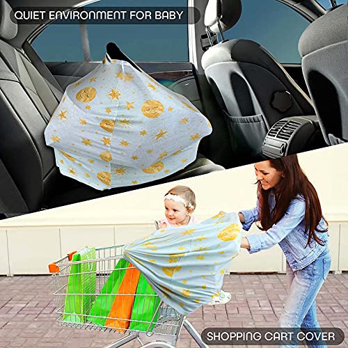 Image of Stretchy Baby Car Seat Covers for Newborns, Infant Car Canopy Extra Soft and Stretchy Nursing Covers for Moms (Shinning Night)
