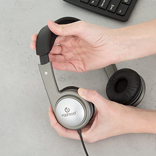 Image of Egghead EGG-IAG-3001-SO-10 Cushioned Headband Stereo Headphones, black /Silver (Pack of 10)
