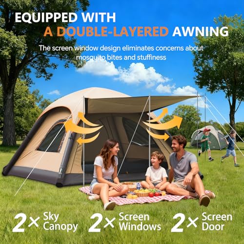 Carpa inflable automática para 4 personas para camping miniatura 6
