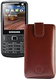 Oryginalne Favory etui pokrowiec do / Samsung C3780 / skórzane etui na telefon komórkowy pokrowiec skórzany pokrowiec ochronny case osłona klapka z funkcją wyciągania* w kolorze brązowym