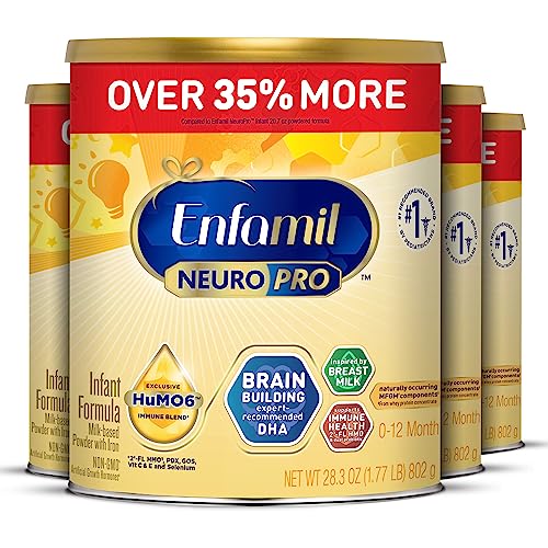 Image of Enfamil NeuroPro Baby Formula, Infant Formula Nutrition, Triple Prebiotic Immune Blend, 2'FL HMO, & Expert-Recommended Omega-3 DHA, Perfect Choice for Baby Milk, Non-GMO, Powder Can, 28.3 Oz, 4 Count