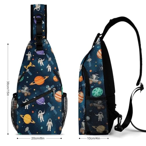Fashion Traveling Running Casual Chest Bag, Dress Decor Sling Backpack, Shoulder Bag Casual Day Pack Galaxy Space Planet Astronaut2
