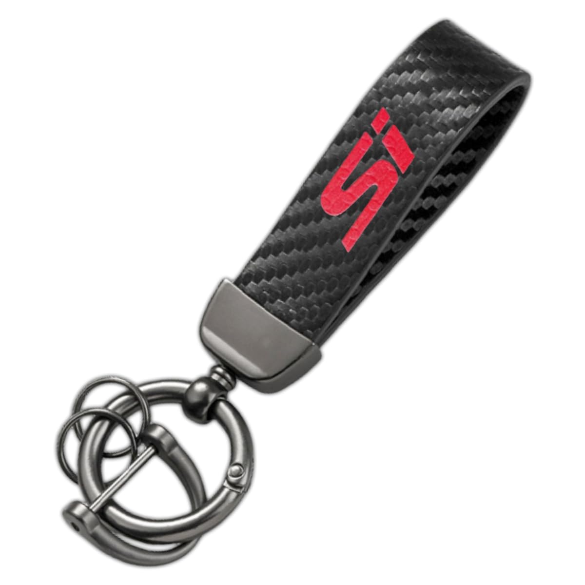 HUIANTS Carbon Fiber Style Car Keychain Si Emblem Microfiber Leather Key Chain compatible with Civic Si Accessories