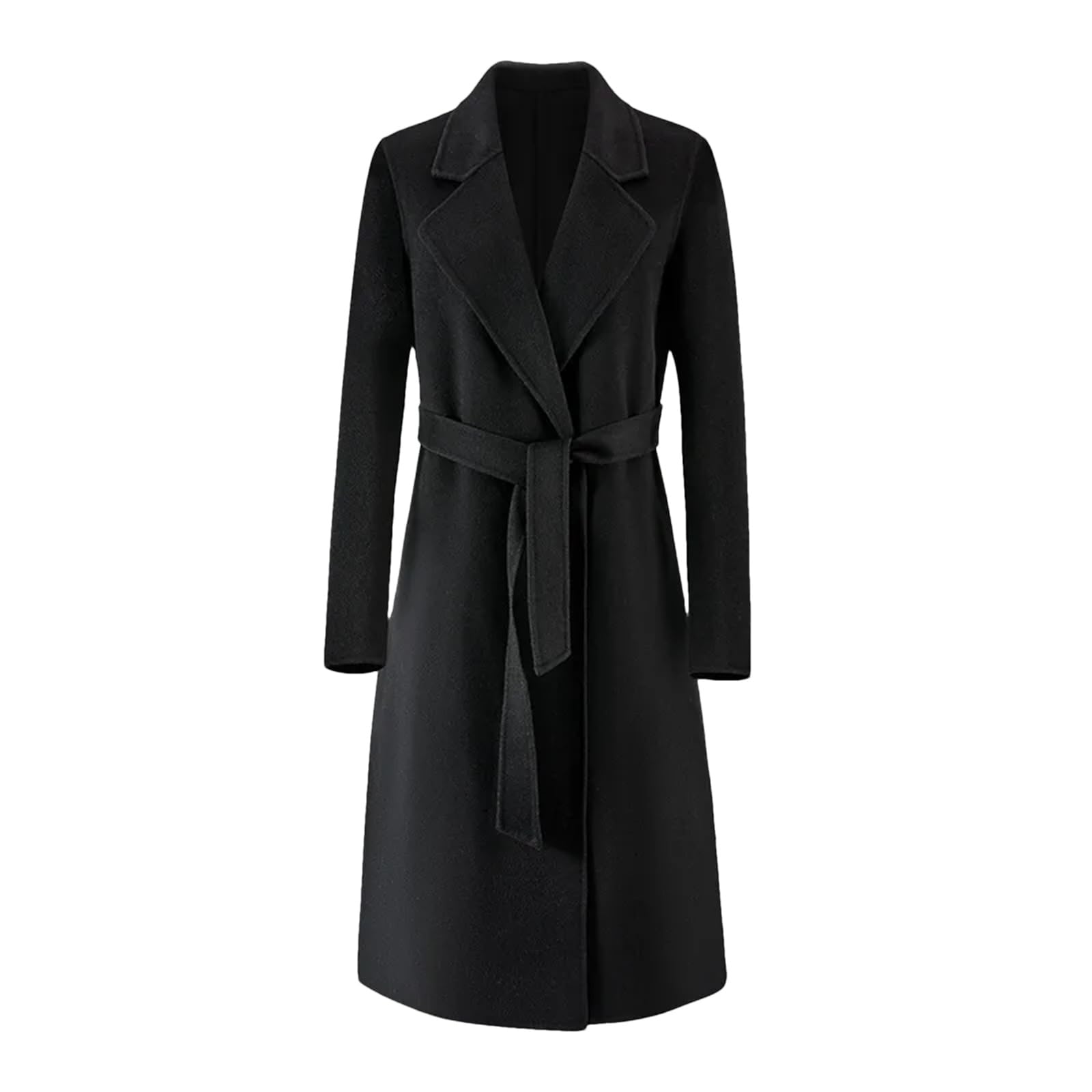 Abrigos de lana para mujer con cinturón, de manga larga, frente abierto, elegante, para mujer
