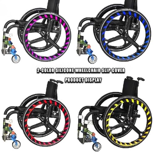 1 Paar Rollstuhl-Schieberrandabdeckungen Silikon Anti-Rutsch Schutzhülle Verschleißfeste Hand Push Ring Griffe für 20-24 Zoll Rollstühle