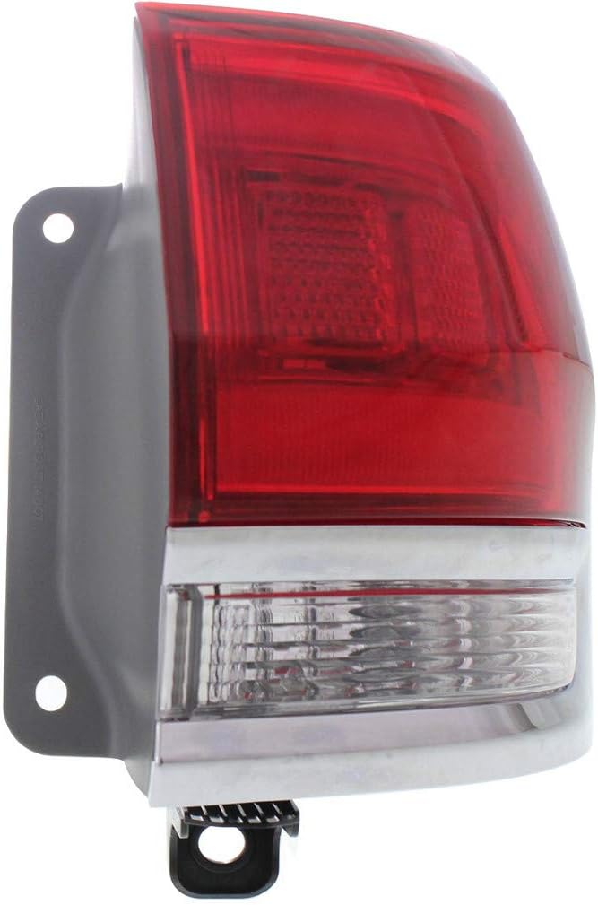 CarLights360 For Jeep Grand-Cherokee 2014-2017 Tail Light Assembly Outer Laredo | Limited | Overland.Summit MD Trim Passenger Side Chrome DOT Certified | CH2805106 | 68110016AE