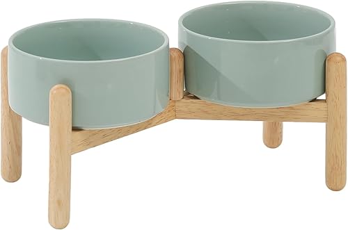 Cuenco elevado de cerámica de 6.1 pulgadas para perros con soporte para platos de perros de razas pequeñas y medianas, cuenco de comida y agua para