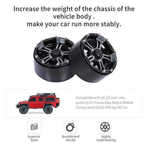 Ajcoflt 2 pcs Kit de Roda de Bloqueio de Cubo de Roda de Aço para Pneus 1.9in 1/10 Traxxas Hsp Redca