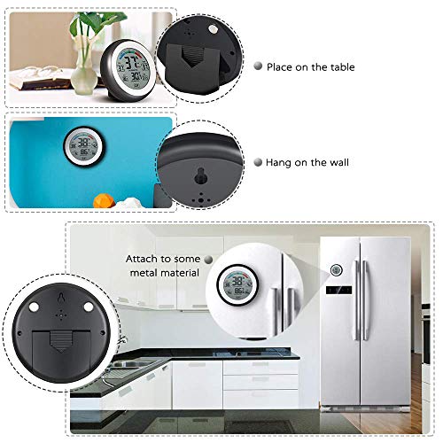 Digital Humidity Meter, JENABOM Indoor Thermometer Hygrometer Room Temperature, Max-Min Display Accurate Wall Desktop Thermometer with Touch Screen for Greenhouse Kitchen Wine Cellar - Black - Image 6