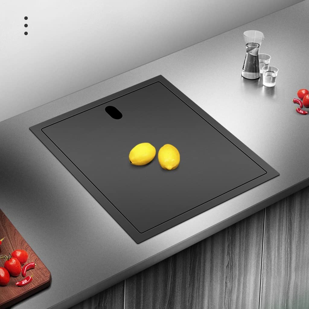 Lavello a Incasso Singolo in Acciaio Inox, salvaspazio, per Camper, con Coperchio, per Cucina, di Piccole Dimensioni, con Mini Rubinetto a sifone (Colore: Nero, 32 * 43 23 cm)